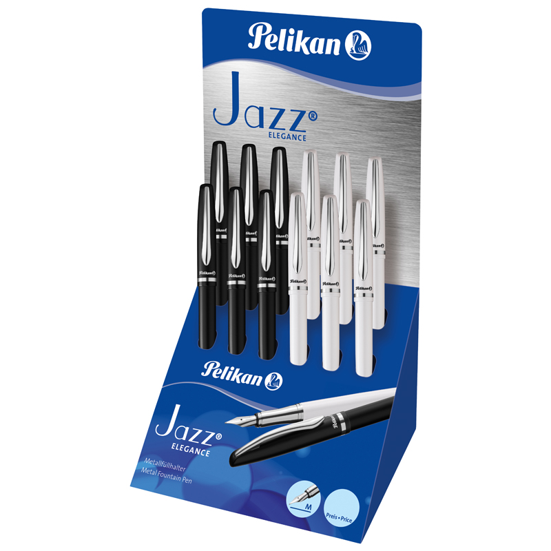 Stilou Metal Jazz Elegance,  Display 12 Bucati, Corp Alb/negru