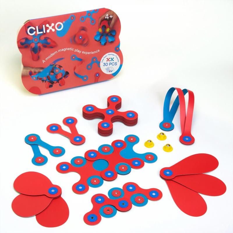 Set Clixo de construit cu magnet, Itsy pack Flamingo-Turquoise 30