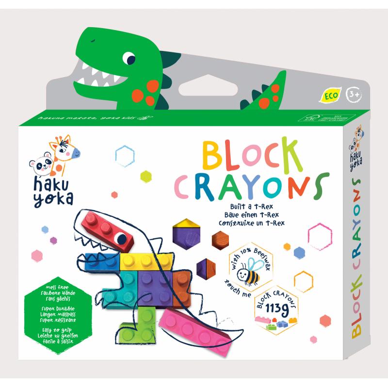 Creioane cerate interconectabile Block Crayons - Dinozaur T-Rex, Haku Yoka