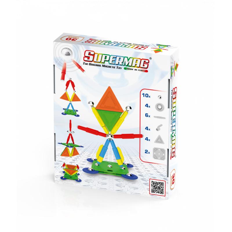 Set de constructie magnetic Supermag Projects Multicolor, 30 piese