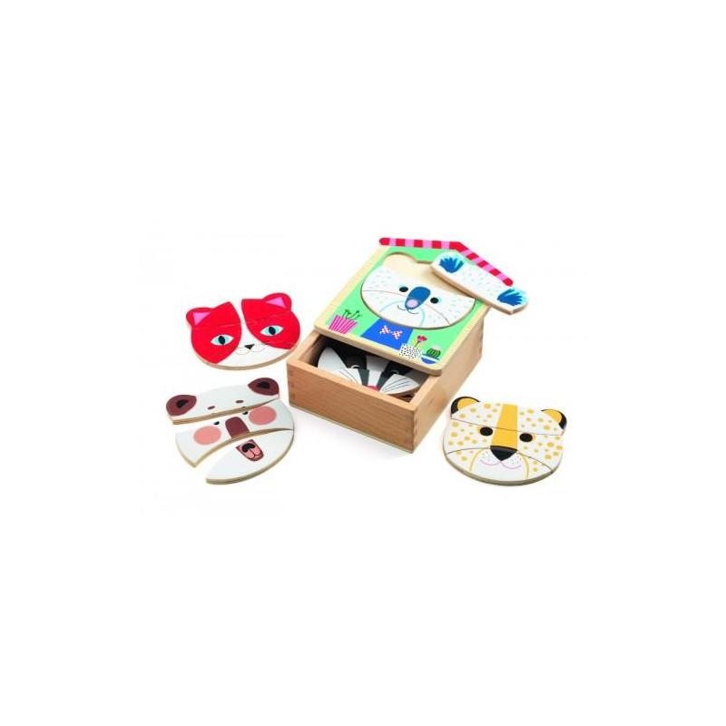 Djeco Face mix - Puzzle lemn - Jucarie Educativa pentru copii