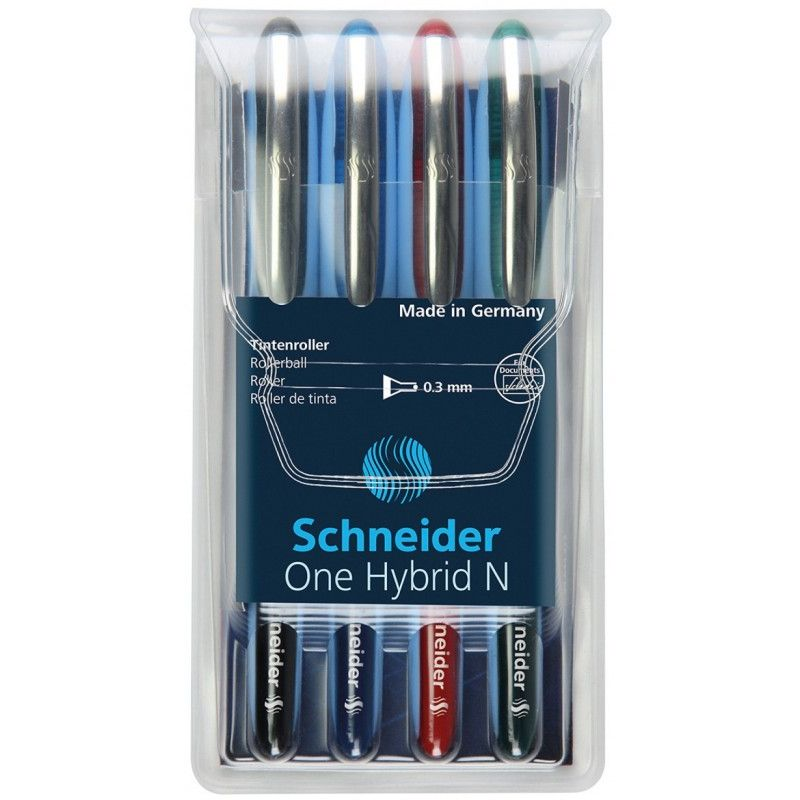 Roller Cu Cerneala Schneider One Hybrid N, Needle Point 0.3mm, 4 Culori/set - (n,r,a,v)