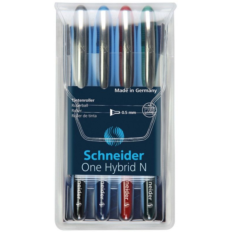 Roller Cu Cerneala Schneider One Hybrid N, Needle Point 0.5mm, 4 Culori/set - (n,r,a,v)