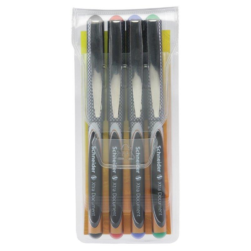 Roller Cu Cerneala Schneider Xtra Document, Ball Point 0.6mm, 4 Culori/set