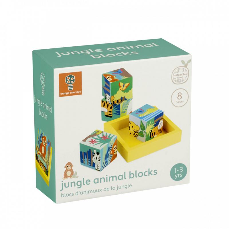 Cuburi cu animale din jungla, Orange Tree Toys