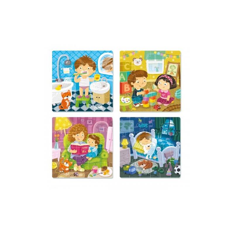 Puzzle 4 in 1 - Activitatile zilnice (12, 16, 20, 24 piese)