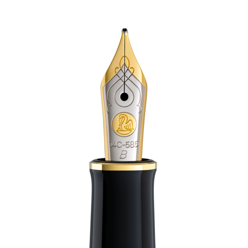 Penita B Din Aur De 14k/585 Ornament Din Rodiu Pentru Stilou M400 Bicolora