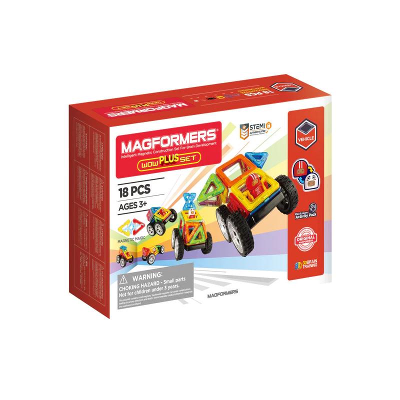 Set magnetic de construit- Magformers Wow Plus, 18 piese