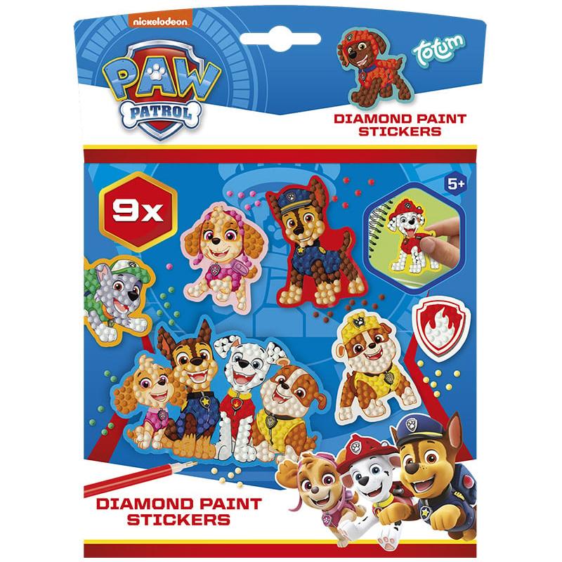 Set creativ DIY Creeaza abtibilduri cu diamond paint, Paw Patrol, Patrula Catelusilor, Totum