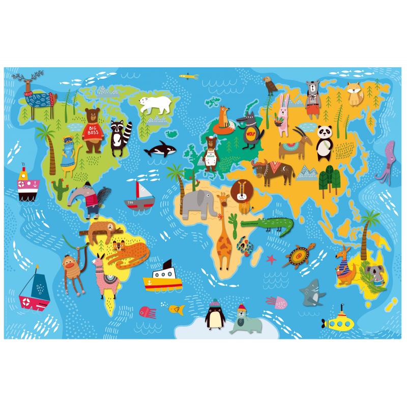 Puzzle de podea Animal World, Ludattica, 3-6 ani, 48 piese