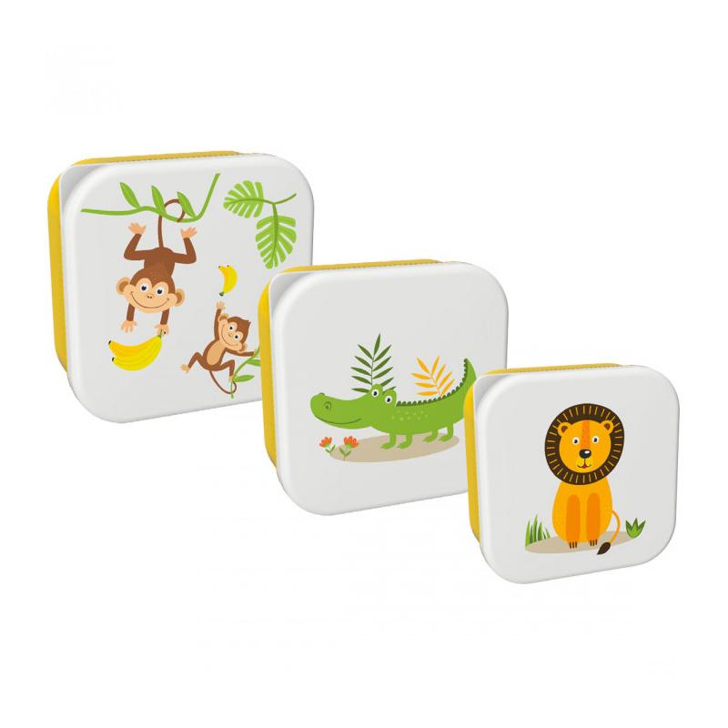 Set 3 cutii pentru alimente, design animale salbatice