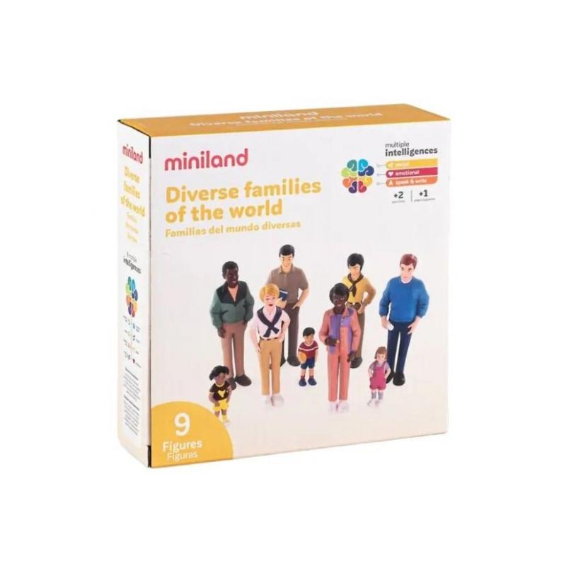 Set de 9 figurine Familia - diversitate si integrare etnica, cu rol didactic