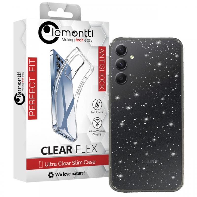 Lemontti Husa Crystal Glitter Samsung Galaxy A34 5G Argintiu