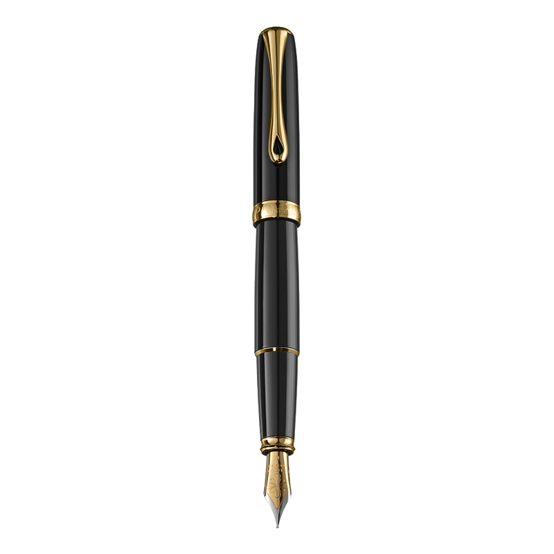 Diplomat Excellence A - Black Lacquer Gold - Stilou Cu Penita M, Aurita 14kt.