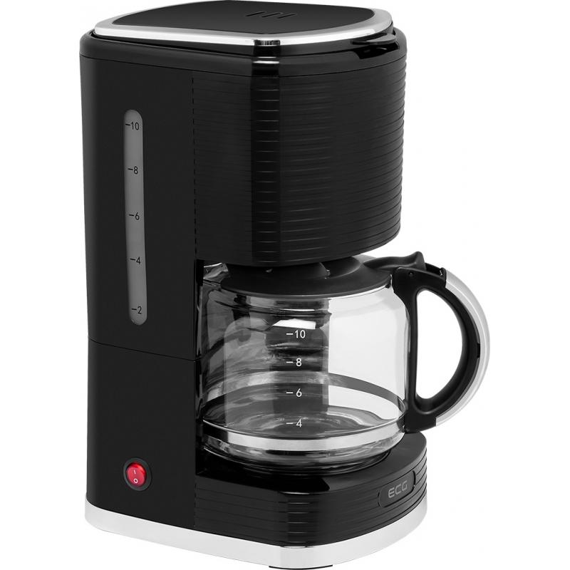 Cafetiera ECG KP 2150 Stripe, 980 W, 1.5 litri, preparare pana la 10 cesti de cafea odata, sistem drip-stop, negru