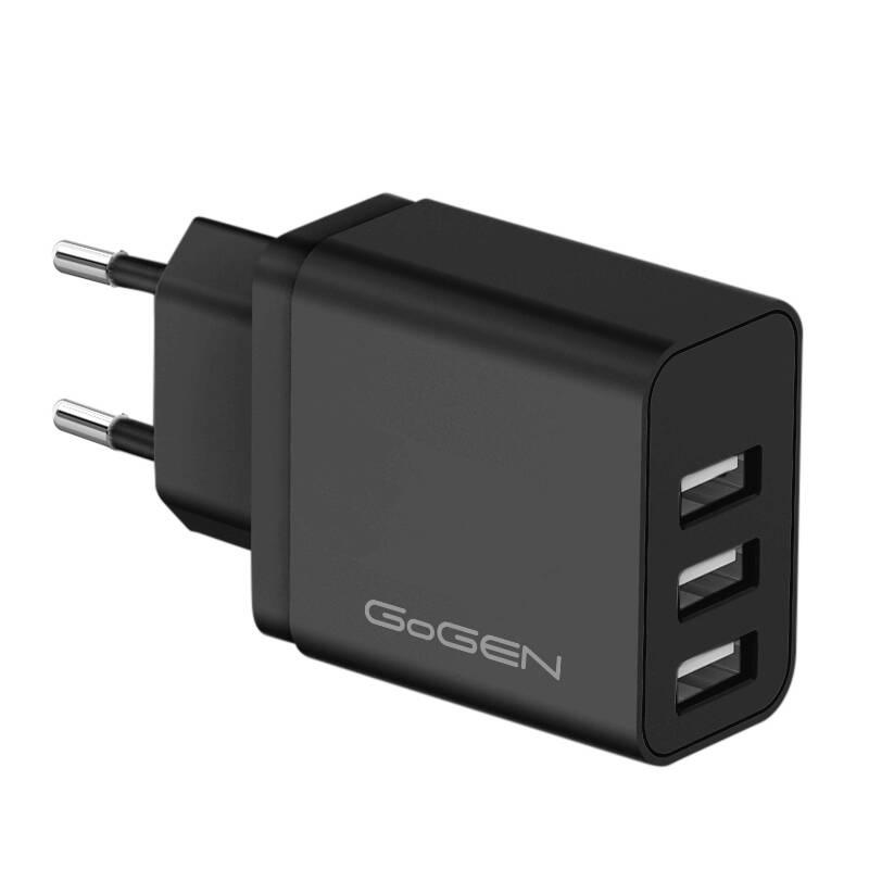 Incarcator de retea GoGEN ACH 301B, 3 x USB, 5V/3.1 A, 15.5 W, negru