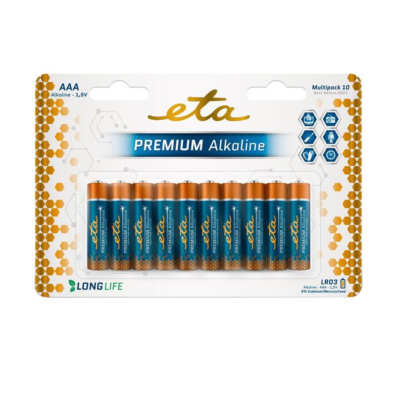 Set 10 baterii alcaline ETA PREMIUM, AAA, 1.5 V, LR03