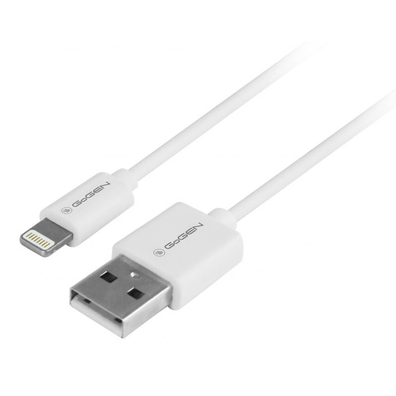 Cablu de incarcare si transfer de date GoGEN, USB la Lightning, 2 metri, alb