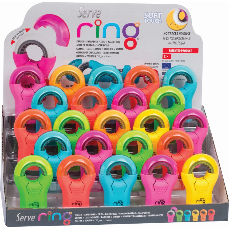 Ring Combo, Radiera + Ascutitoare, 23 Bucati, Prezentare Pe Display Expunere