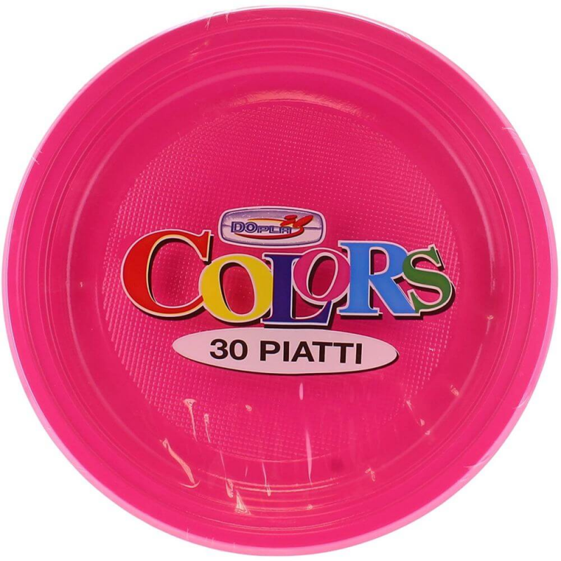 Farfurii Plastic OTI Dopla, Diametru 22 cm, 30 Buc/Set, Plate, Culoare Fuchsia