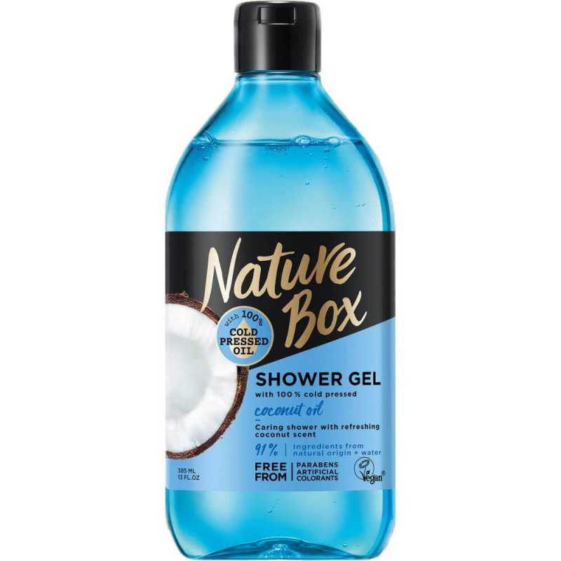 Gel de Dus NATURE BOX Passion Coconut Oil, 385 ml, Ulei Presat la Rece din Cocos