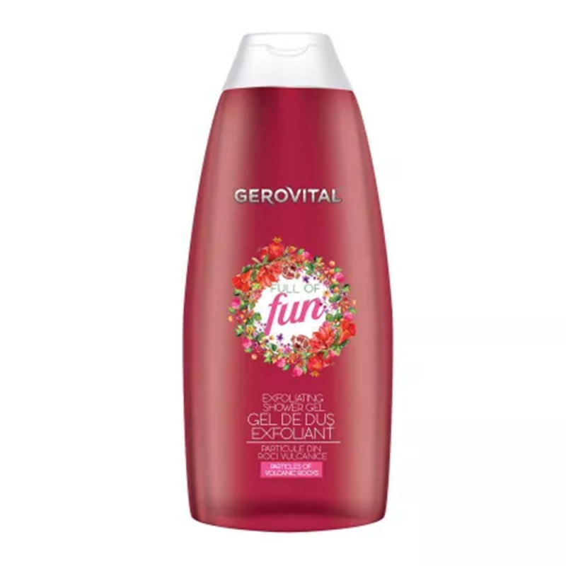 Gel de Dus Gerovital Exfoliant cu Particule din Roci Vulcanice Full of Fun, 400 ml