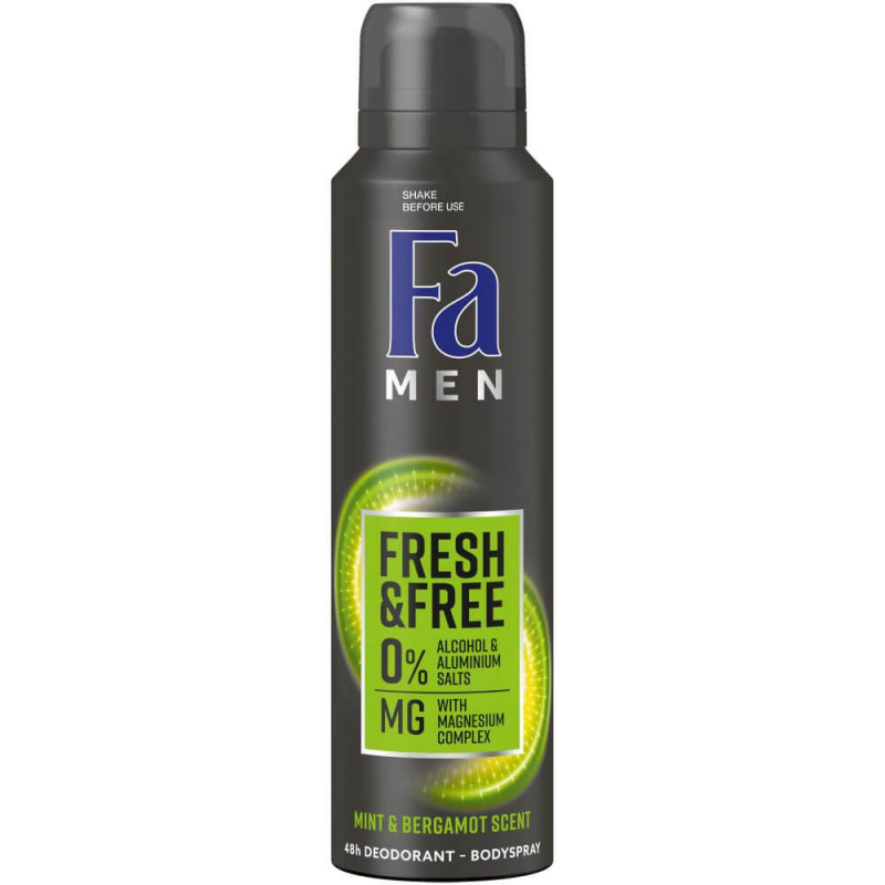 Deodorant Spray Fa Men, Mint & Bergamont, 150 ml, 48 h Protectie, Formula Vegana