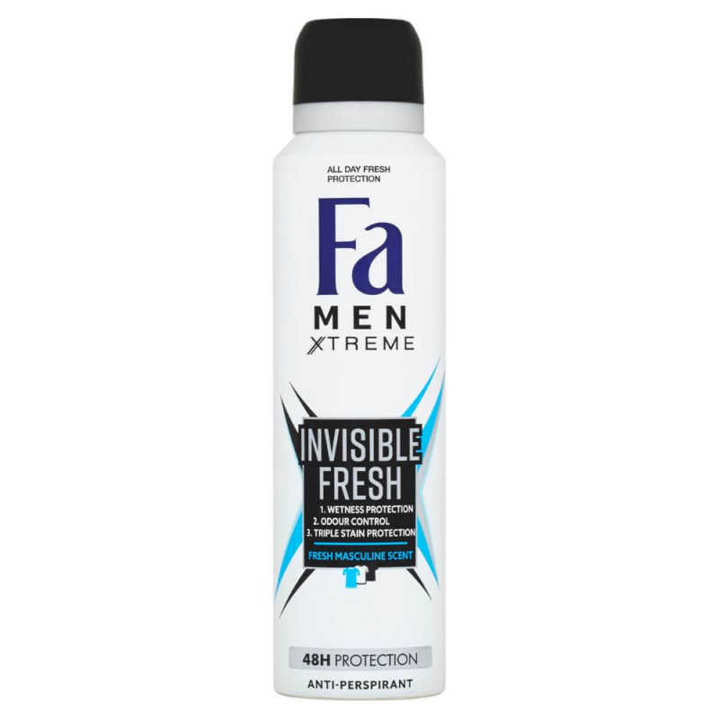 Deodorant Spray Fa Men Xtreme Invisible Fresh, 150 ml, 48 h Protectie, Formula Vegana