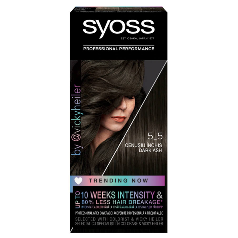 Vopsea de Par Permanenta SYOSS Color Baseline 5-5, Cenusiu Inchis, 115 ml