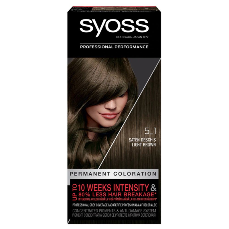 Vopsea de Par Permanenta SYOSS Color Baseline, 5-1 Nuanta Saten Deschis, 115 ml