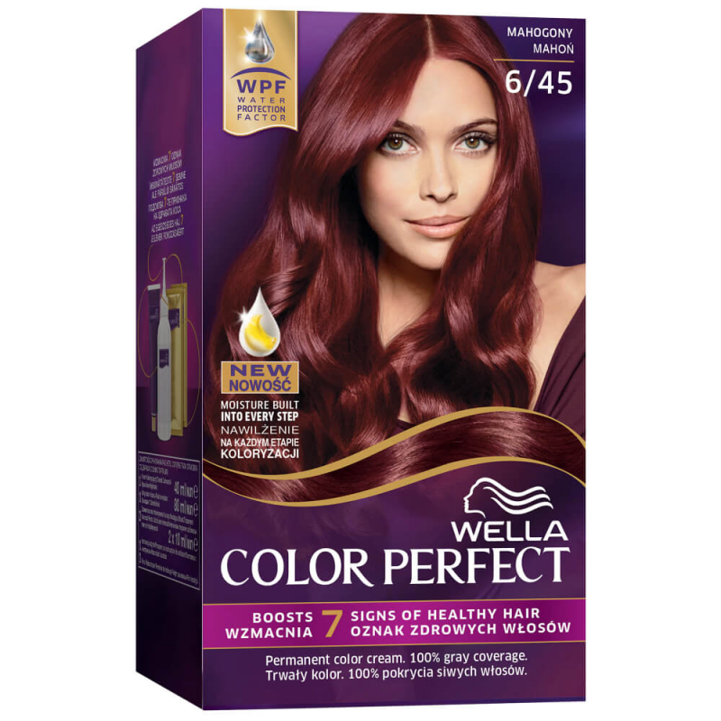 Vopsea de Par Permanenta Wella Color Perfect 6/45, Mahon, 140 ml, Cu Amoniac