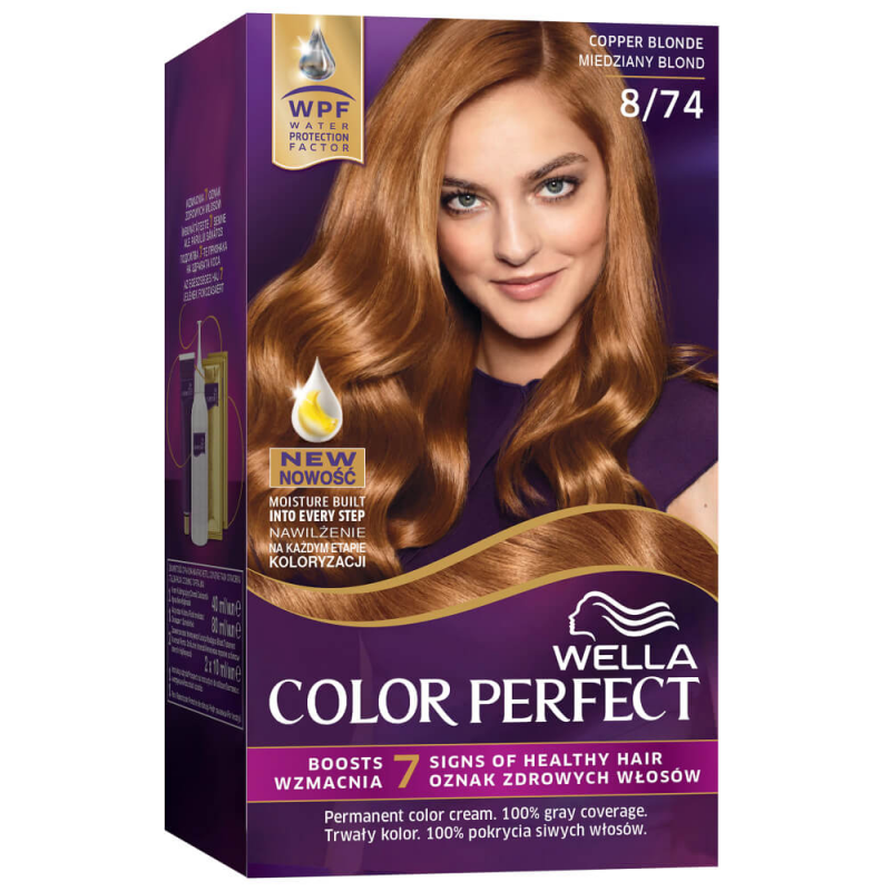 Vopsea de Par Permanenta Wella Color Perfect 8/74, Blond Cupru, 140 ml, Cu Amoniac