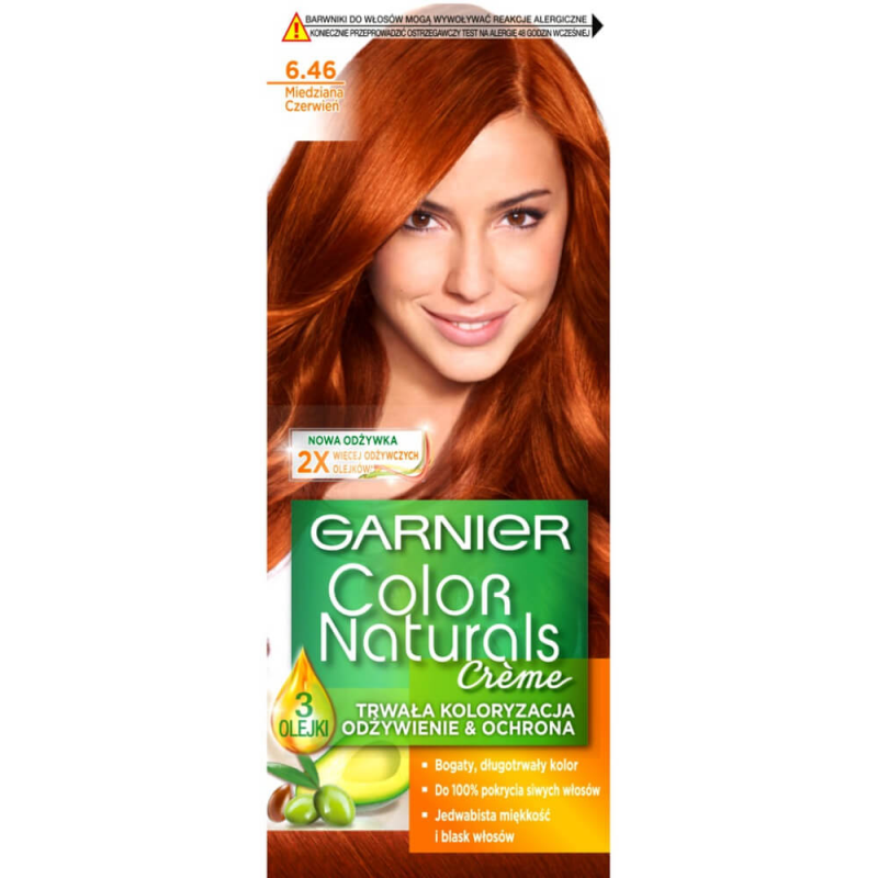 Vopsea de Par Permanenta Garnier Color Naturals 6.46, Cupru Roscat, 110 ml, Fara Amoniac