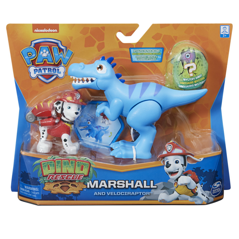 Figurine Paw Patrol - Marshall si Velociraptor