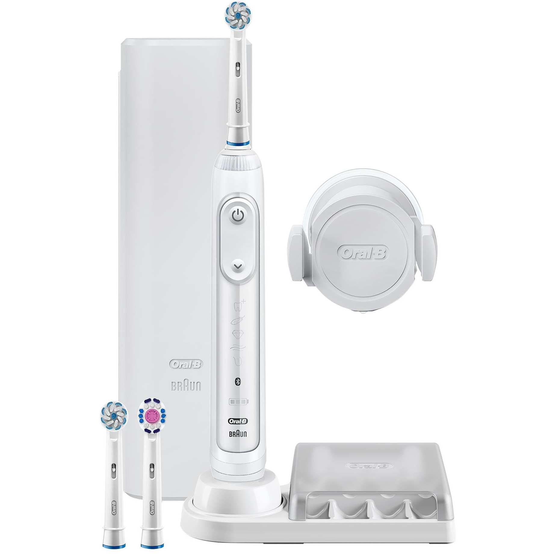 Periuta de dinti electrica Oral-B Genius PRO 8000, 8800 oscilatii, 5 programe, 3 capete, Bluetooth, Alb