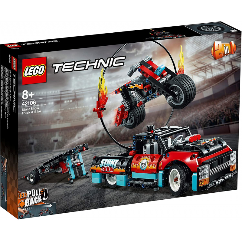 LEGO Technic - Camion si motocicleta pentru cascadorii 42106