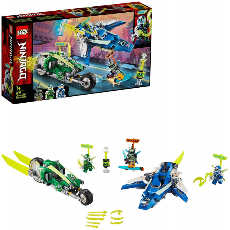jocuri cu mickey și piloții de curse LEGO Ninjago Masinile Rapide De Curse Ale Lui Jay Și Lloyd 71709