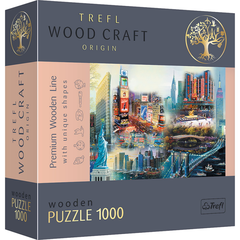 visuri intr un cartier din new york Puzzle din lemn Trefl - New York, 1000 piese