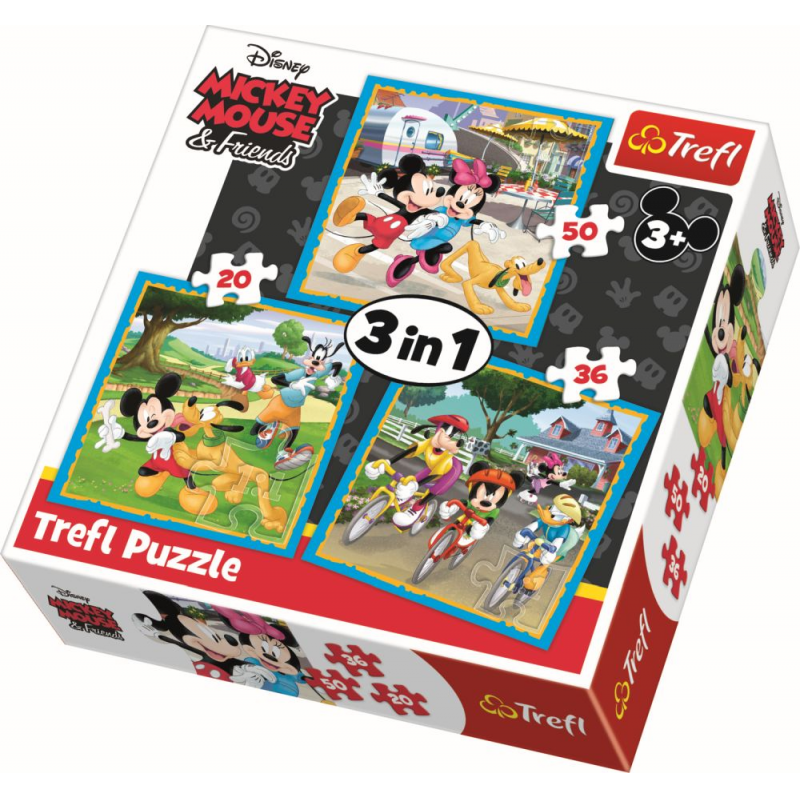 Puzzle Trefl 3 in 1, Mickey Mouse si prietenii, 106 piese