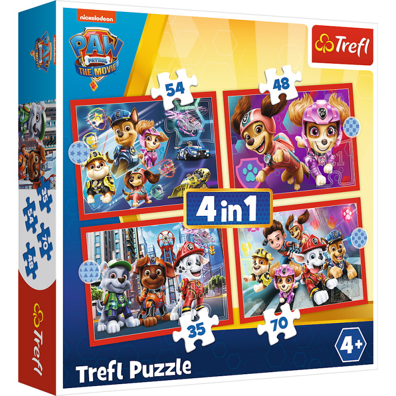 Puzzle Trefl 4 in 1 - Paw Patrol, In oras, 35/48/54/70 piese