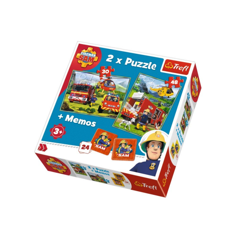 Puzzle Trefl 2 in1 - Pompierii in actiune, 78 piese