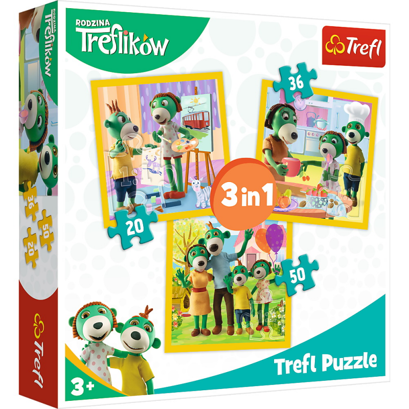 Puzzle Trefl 3 in1 Distractie in Familia Trefiliki