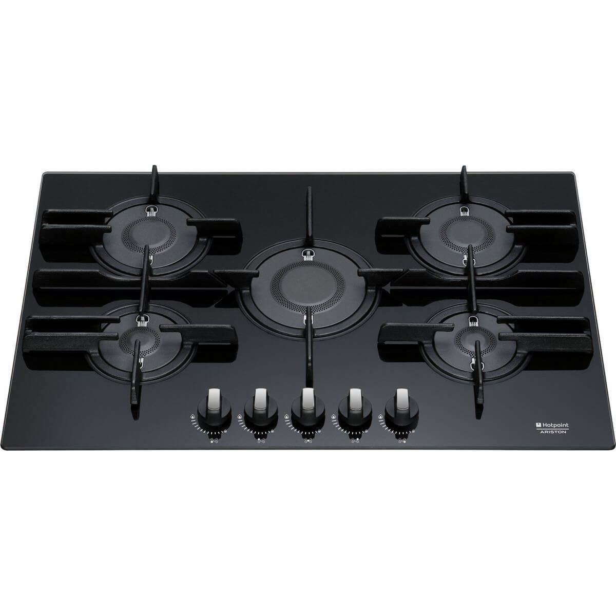 Plita incorporabila Hotpoint PKQ 755 D GH (K) /HA, gaz, 5 arzatoare Direct flame, aprindere electrica, negru