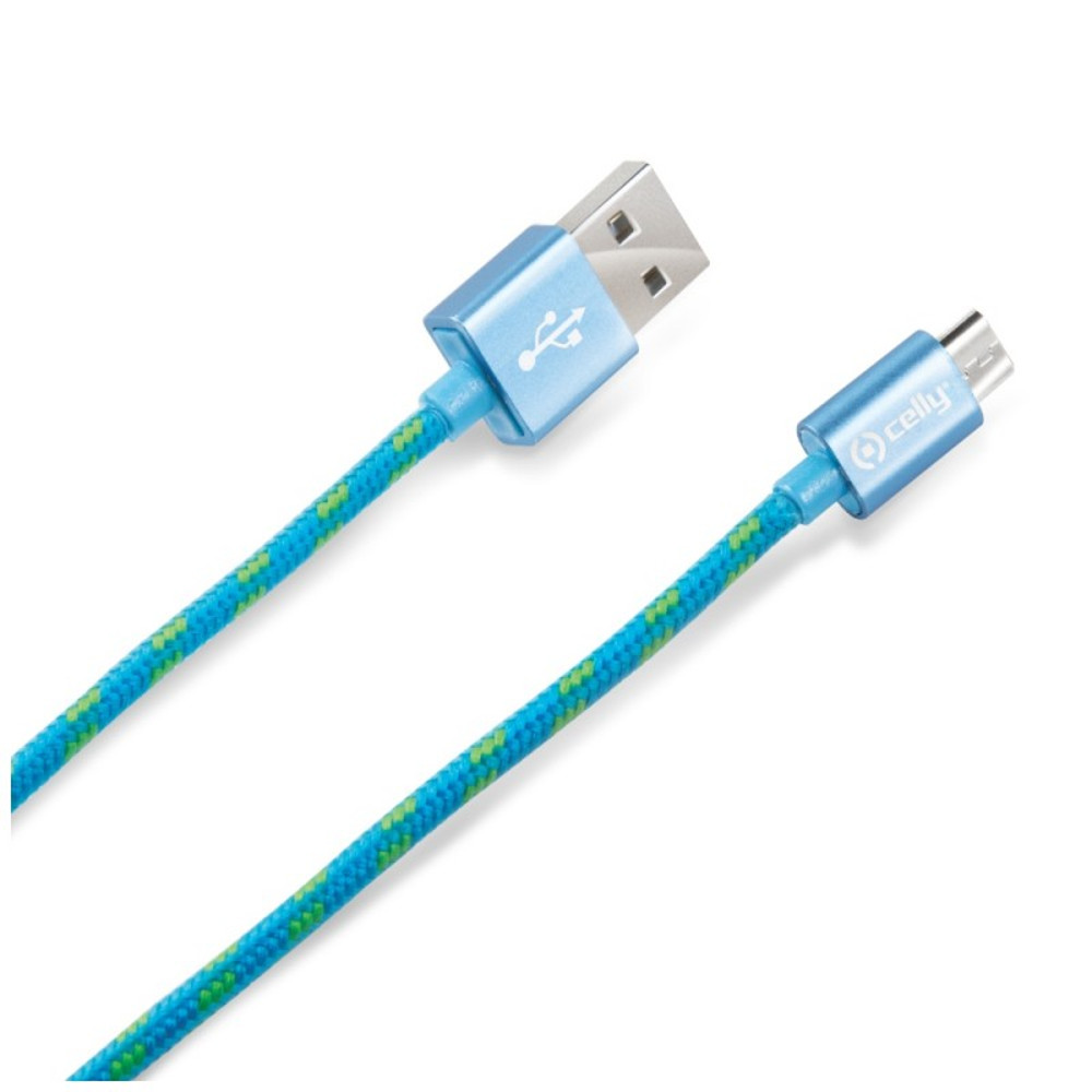 Cablu de date Celly Textil, Micro USB, Albastru