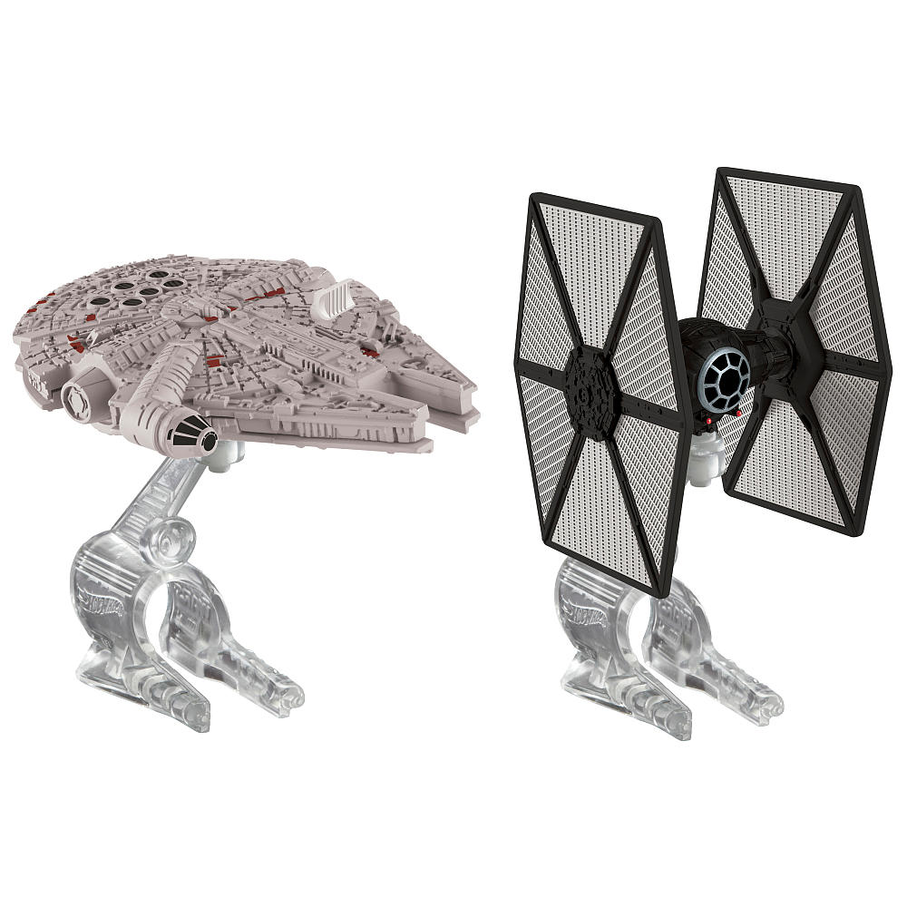 Set 2 figurine Mattel Hot Wheels Star Wars Tie Fighter versus Millennium Falcon