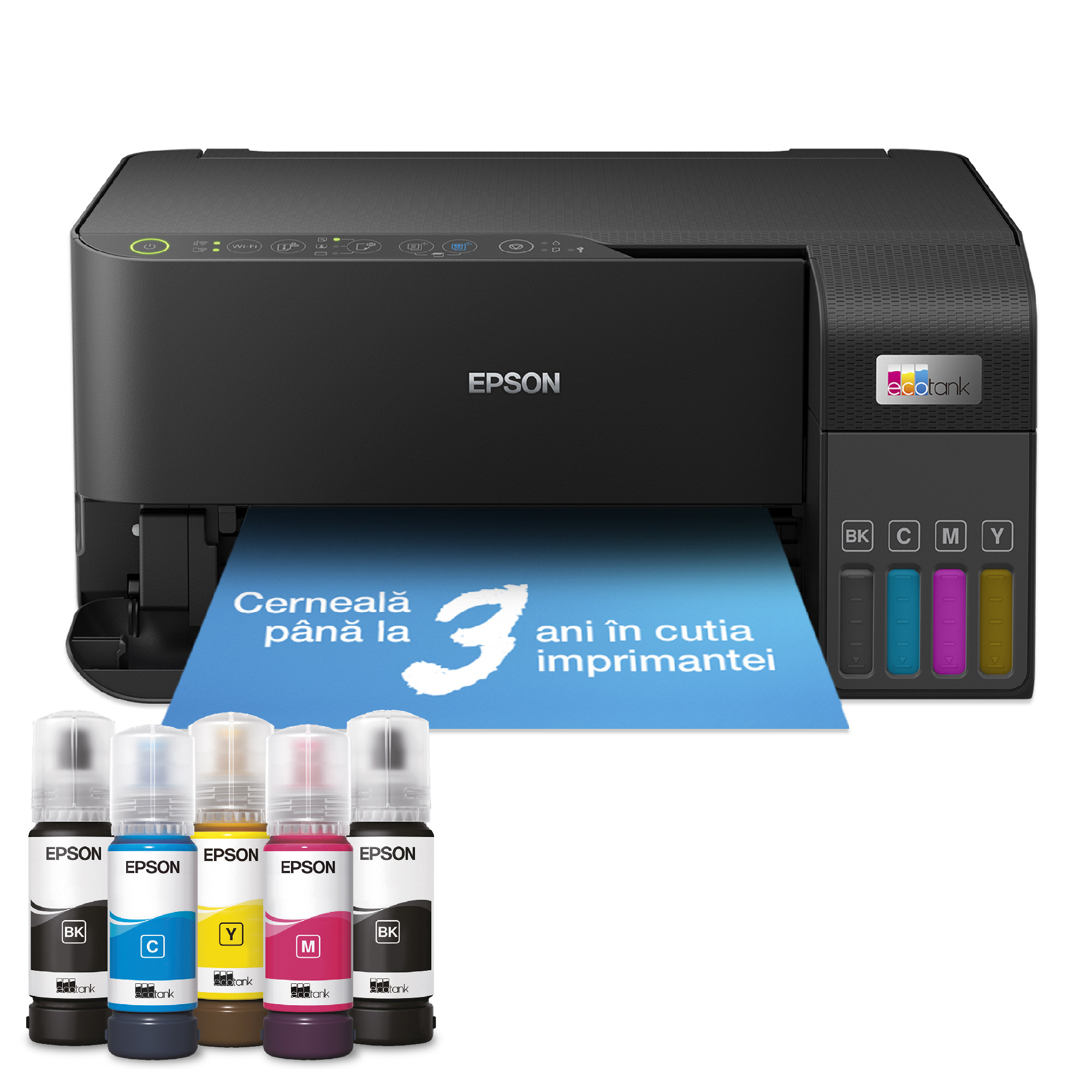 Multifunctional jet color Epson EcoTank L3550 C11CK59403, A4, USB, Wi-Fi, AirPrint, Negru