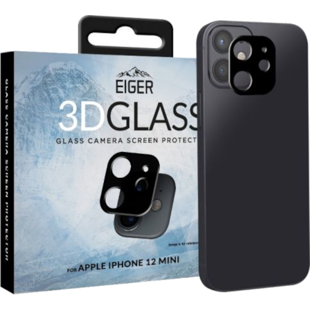 Folie Sticla Camera iPhone 12 Mini Eiger 3D Glass Clear Black