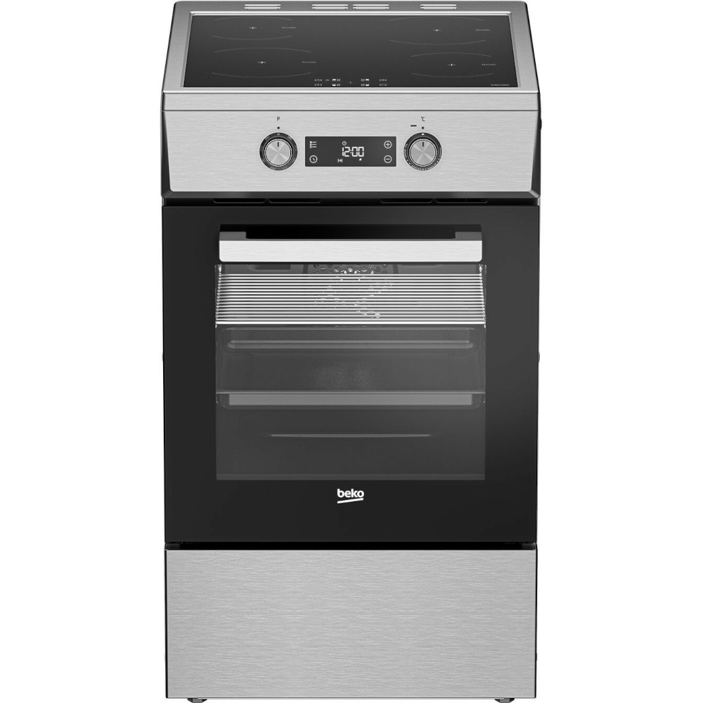 Aragaz electric Beko FSM59300XDS, 4 arzatoare, 7 functii, Blocare display, Culoare Inox