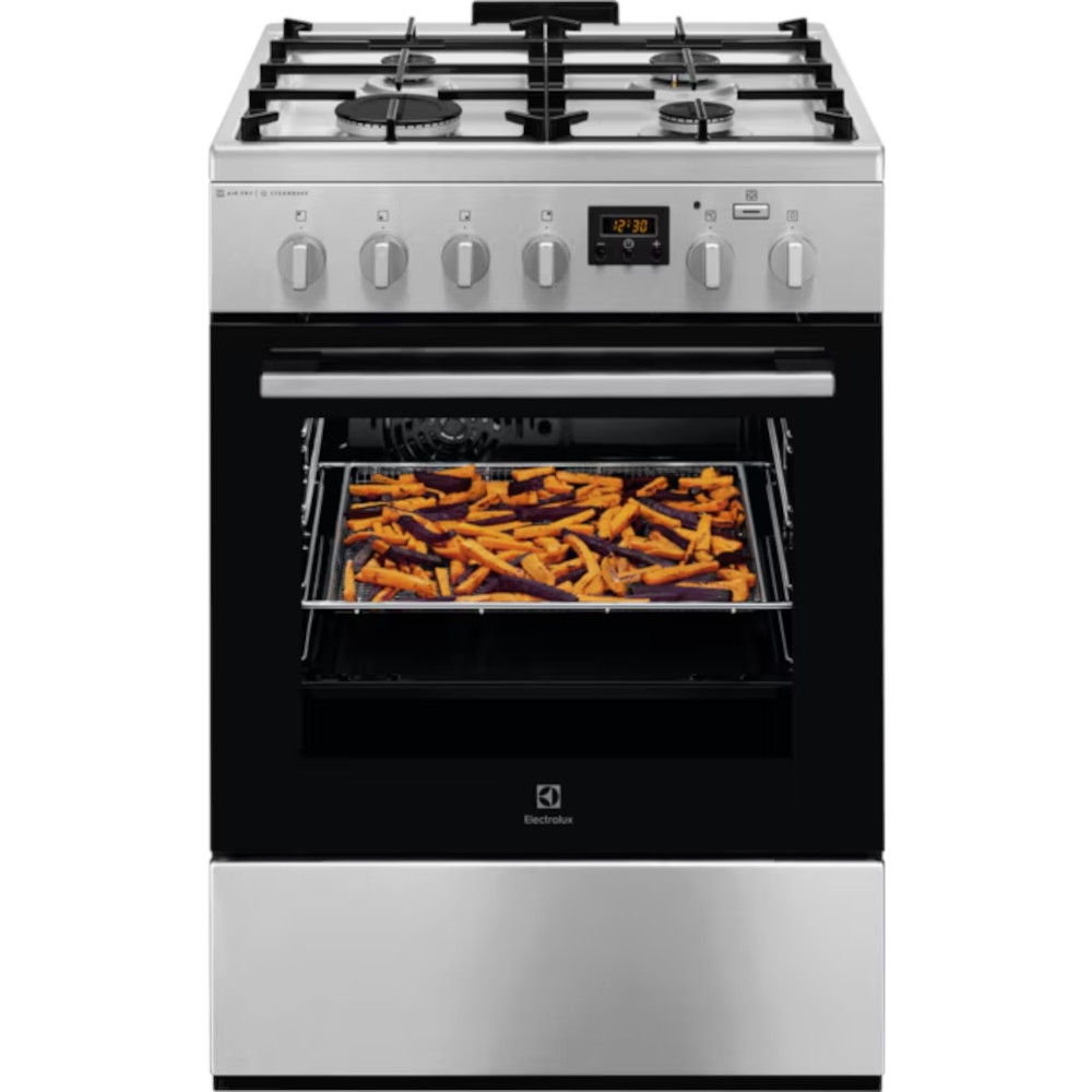 Aragaz mixt Electrolux LKK660220X, SteamBake AirFry, Siguranta cuptor, Inaltime reglabila, Culoare inox antiamprenta