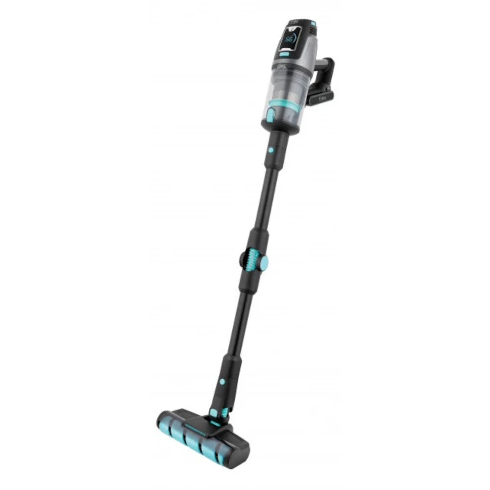 Aspirator vertical si mop Fakir Bolt X Plus Aqua 8472, 550W, 28,8 V, HEPA13 (filtrare 99.9%), autonomie max 1h, 4 trepte de filtrare, Tub flexibil, Ecran LED touch, Recipient praf 600ml, Acumulator detasabil, Perie cu LED, Negru